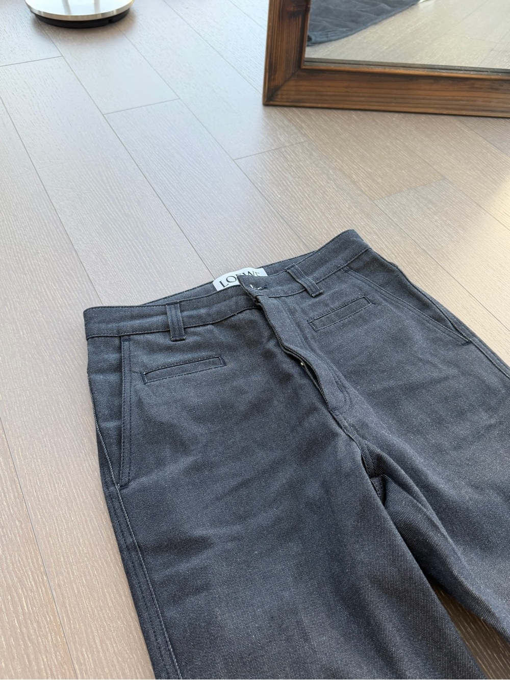 Loewe Fisherman’s Straight Jeans in Dark Gray with Cream Cuffs - Picture 2 of 7